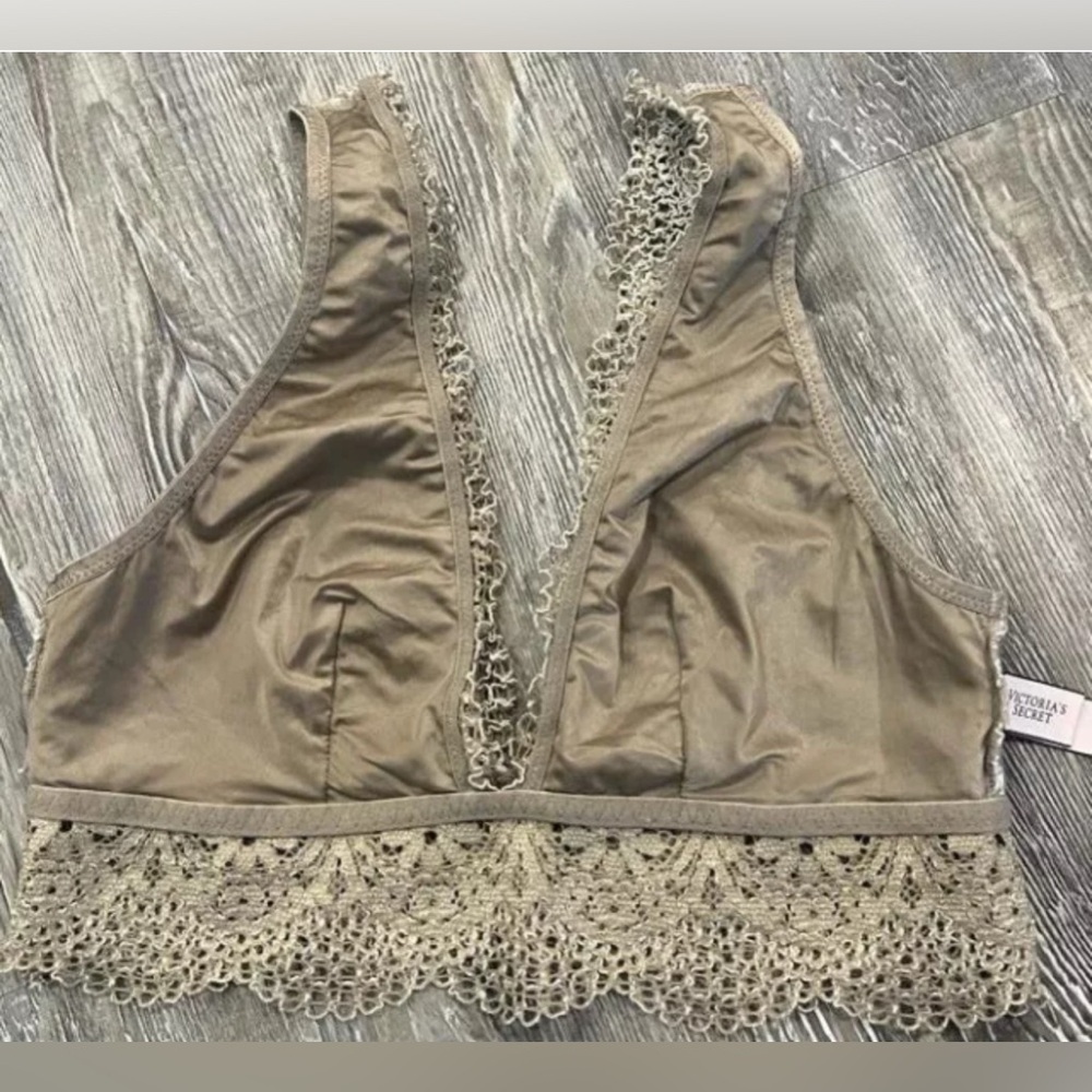 Victoria's Secret Boho Lace Longline Bralette Taupe Bra Small - Picture 7 of 10